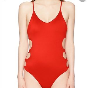 red billabong cut out one piece